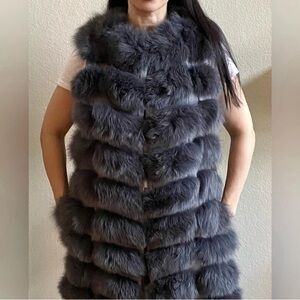 Women's Gray Fur Vest